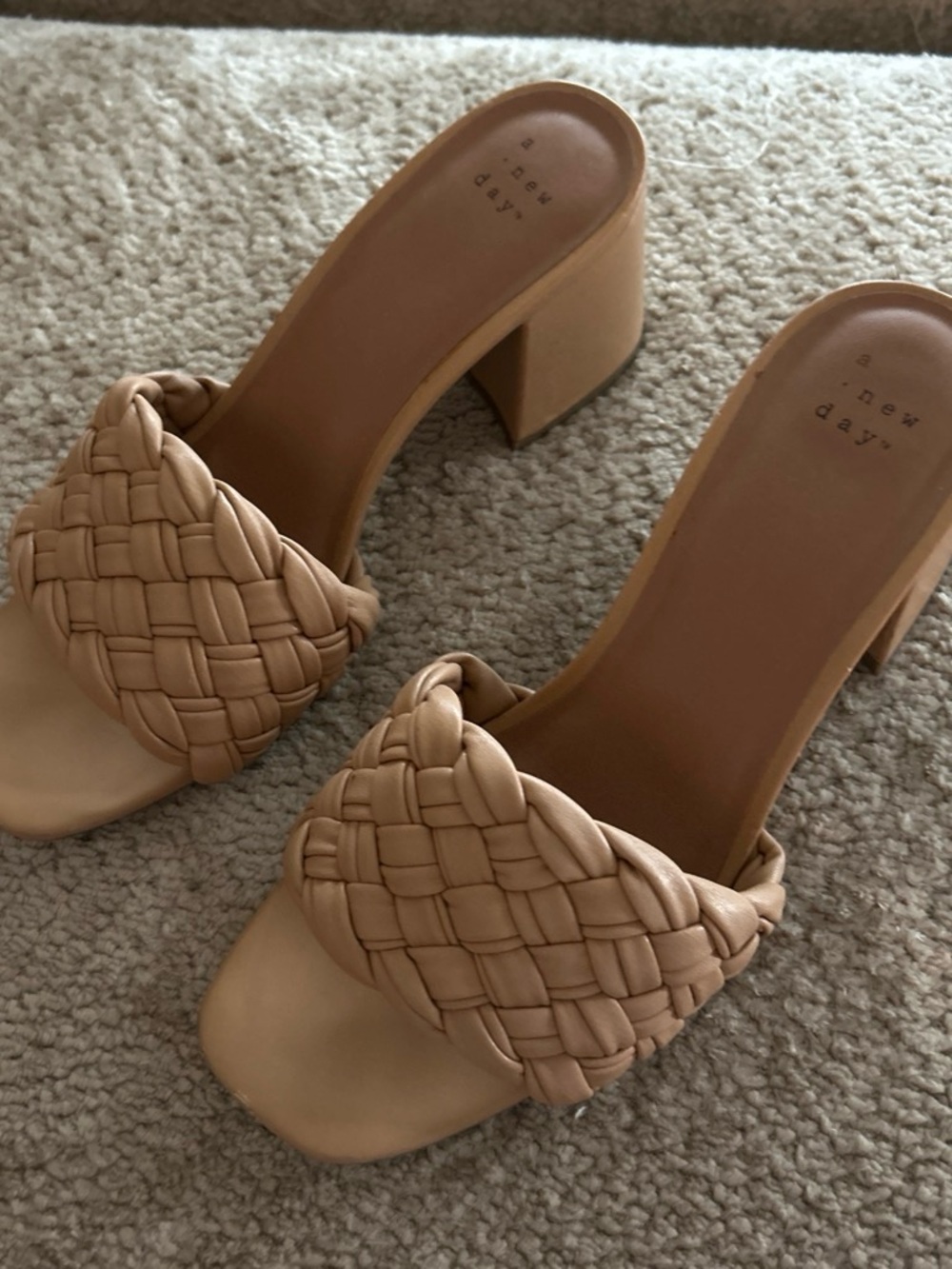 a new day Braided Block Heel Slide in Tan